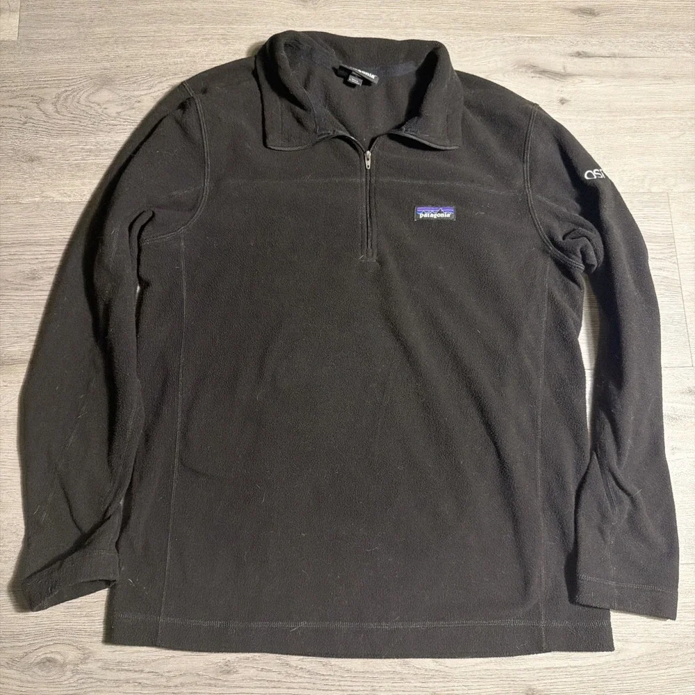 Patagonia Black 1/4 Zip Fleece‎ Pullover Men's Medium OsMind Embroidered
